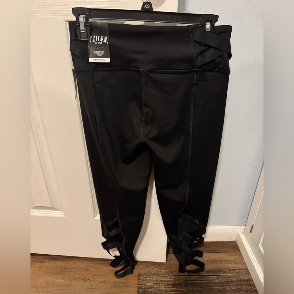 Victoria's Secret Black Strappy Workout Leggings